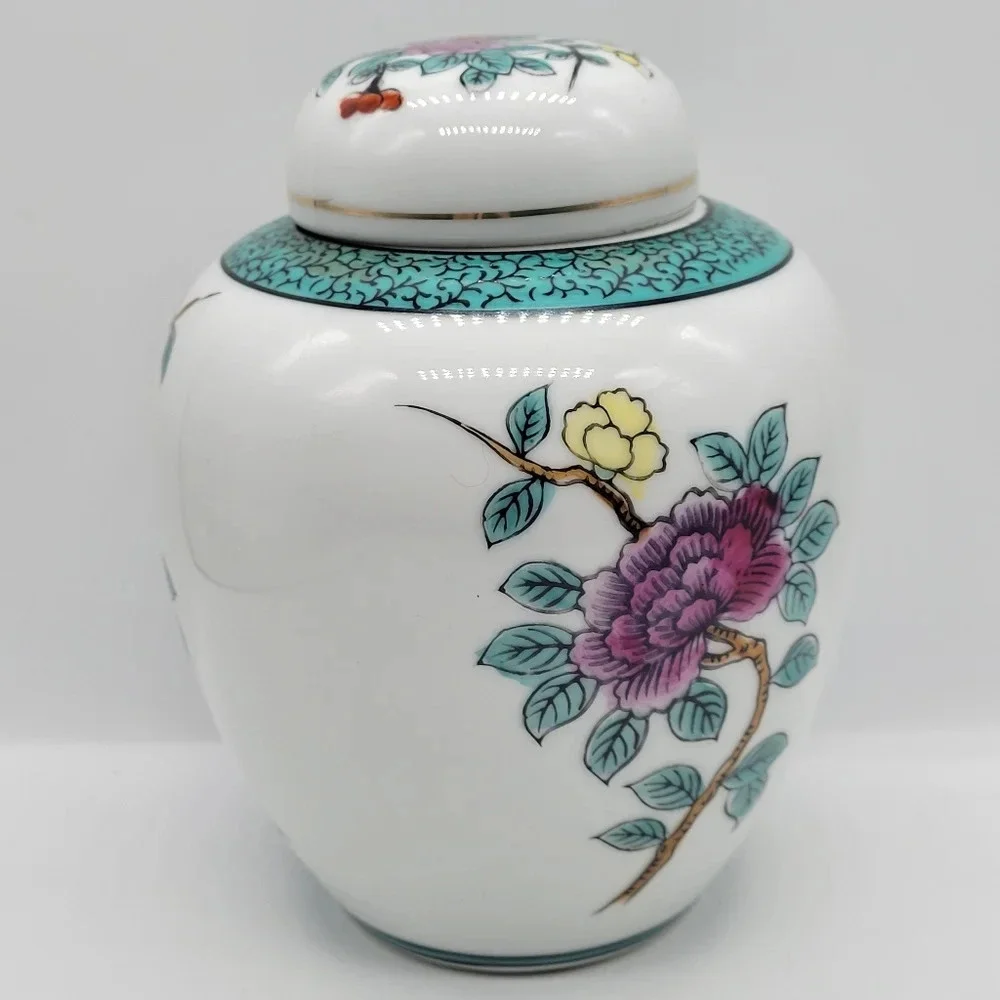 Vintage RARE ARDCO Multicolor Floral Ginger Jar From Japan Porcelain